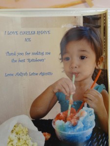 Aliya enjoying shave ice